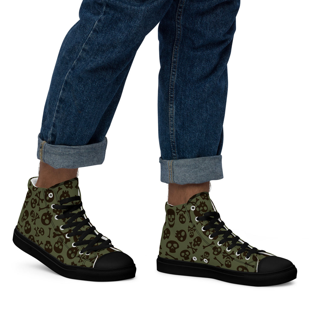 Skull And Crossbones - Men’s high top canvas shoes Mens High Top Shoes Printed Offshore