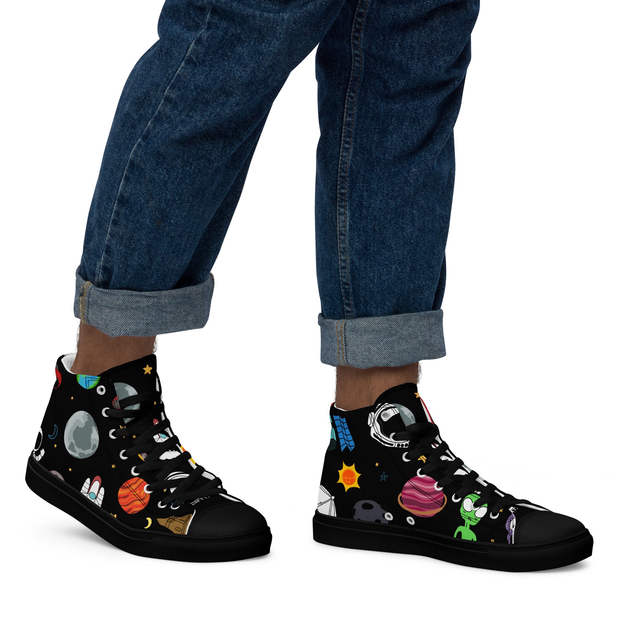 Space - Men’s high top canvas shoes Mens High Top Shoes Printed Offshore Space