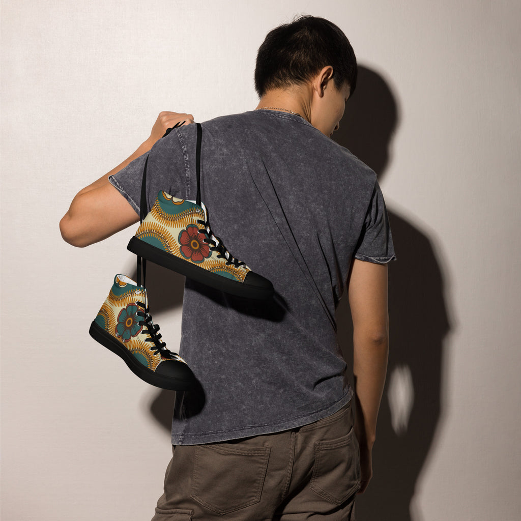 Vintage Floral - Men’s high top canvas shoes Mens High Top Shoes Printed Offshore Retro