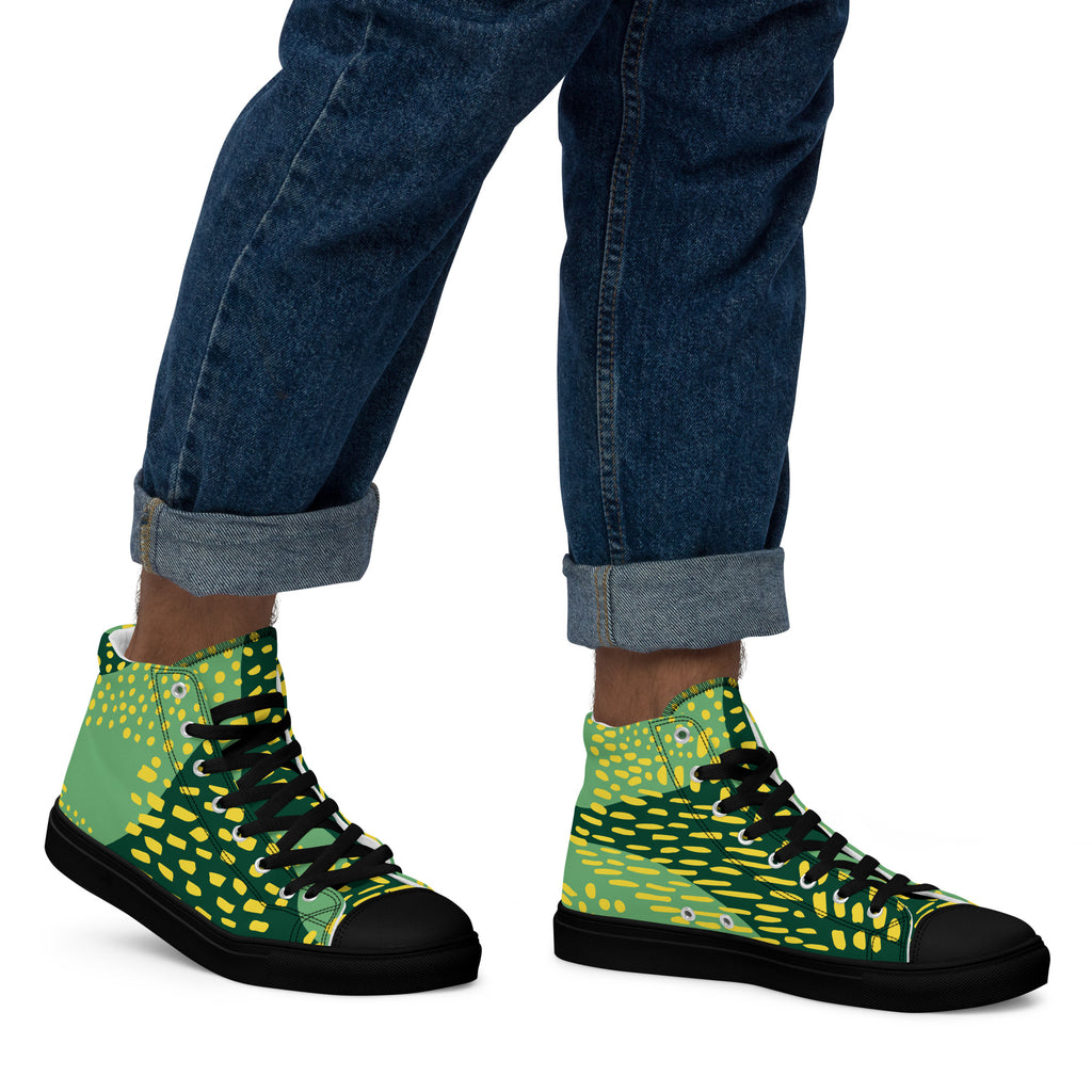 Green And Yellow - Men’s high top canvas shoes Mens High Top Shoes Printed Offshore