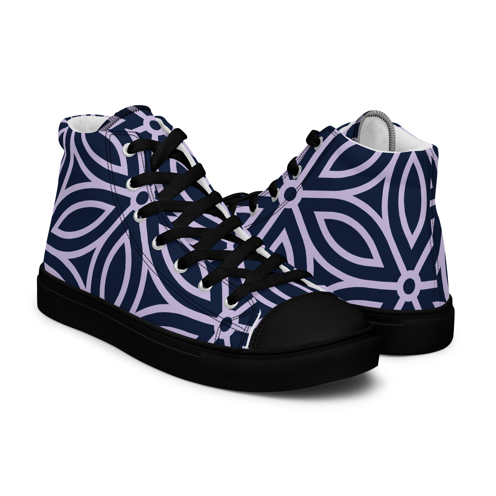 Purple Petal - Men’s high top canvas shoes Mens High Top Shoes Printed Offshore