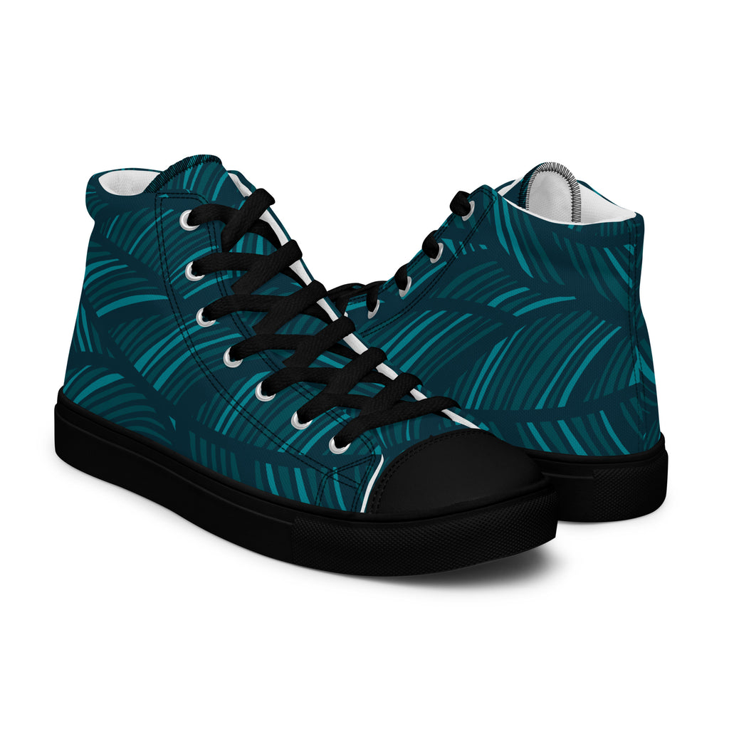 Teal Abstract - Men’s high top canvas shoes Mens High Top Shoes Printed Offshore