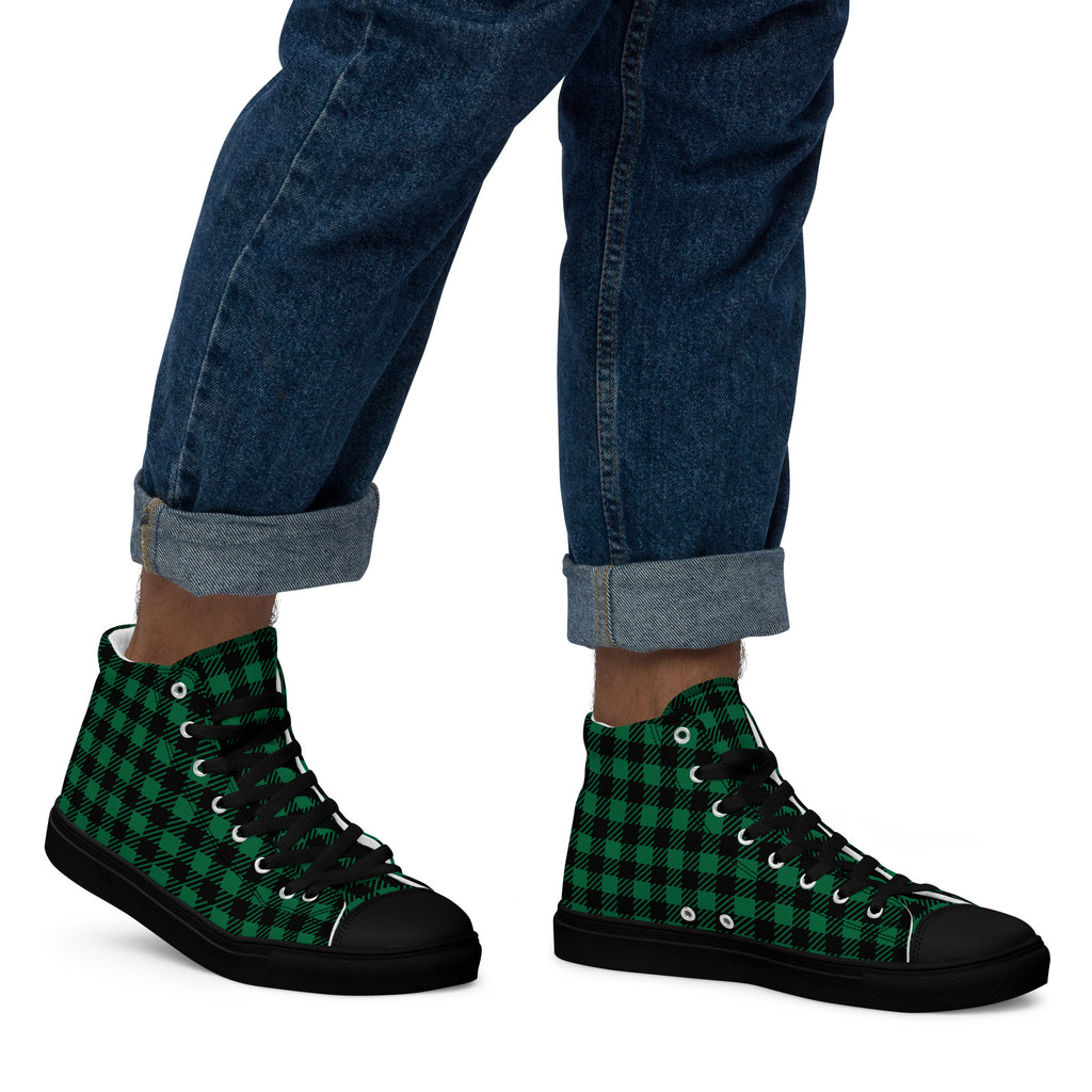 Green Check - Men’s high top canvas shoes Mens High Top Shoes Printed Offshore