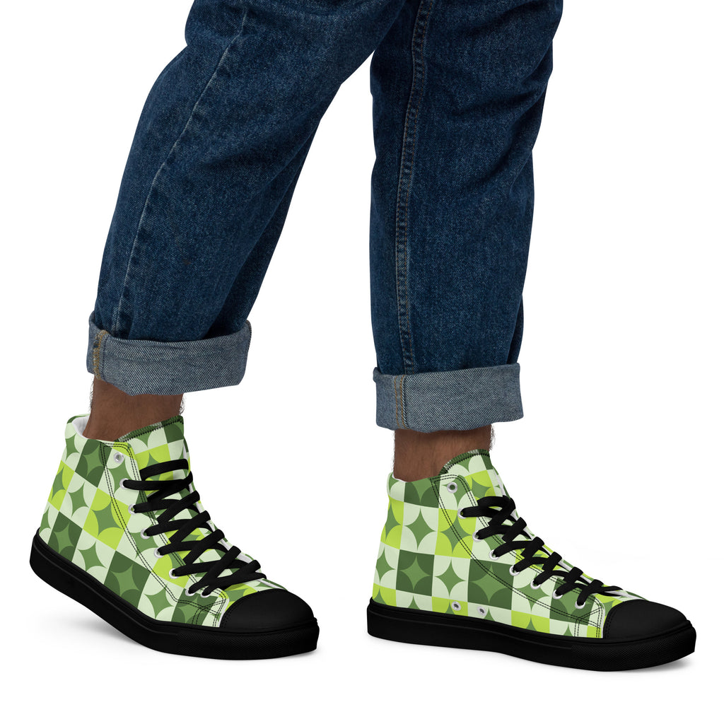 Green Circle Square - Men’s high top canvas shoes Mens High Top Shoes Printed Offshore
