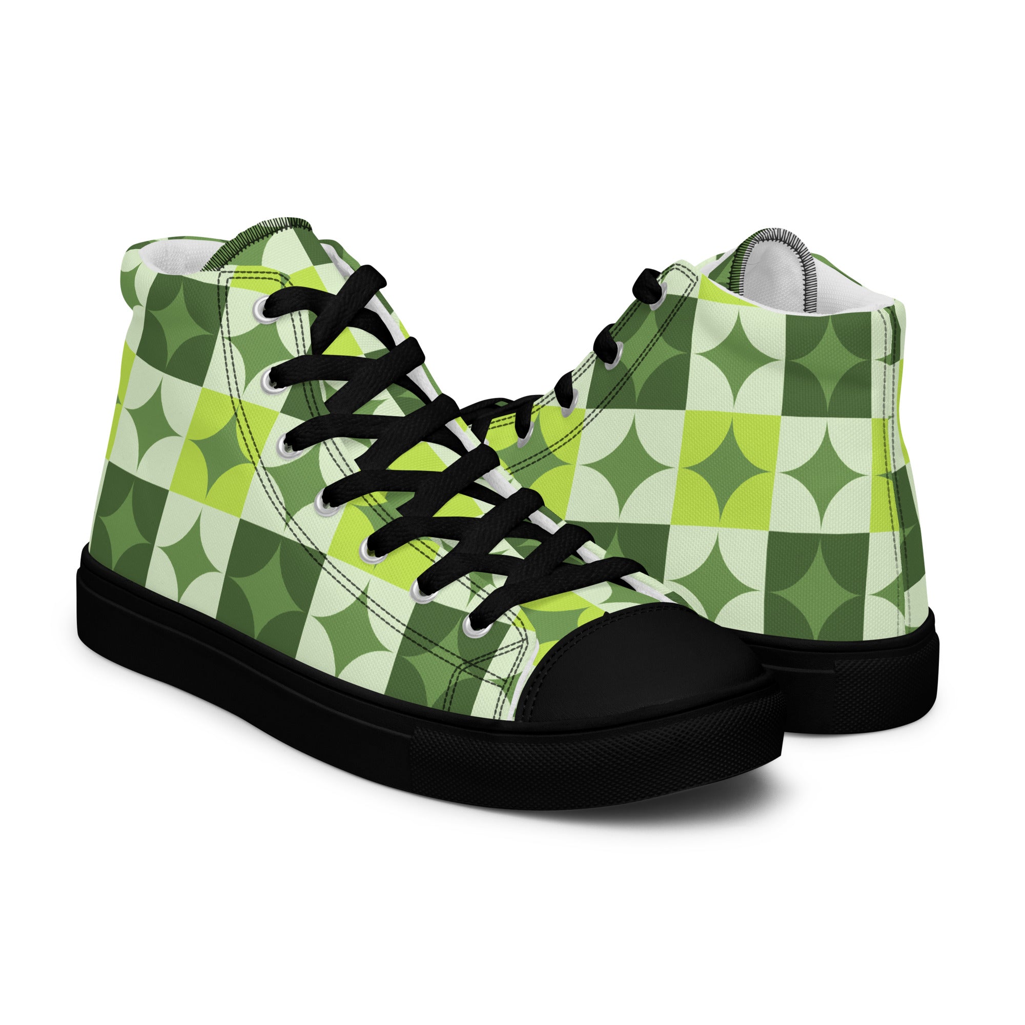 Green Circle Square - Men’s high top canvas shoes Mens High Top Shoes Printed Offshore