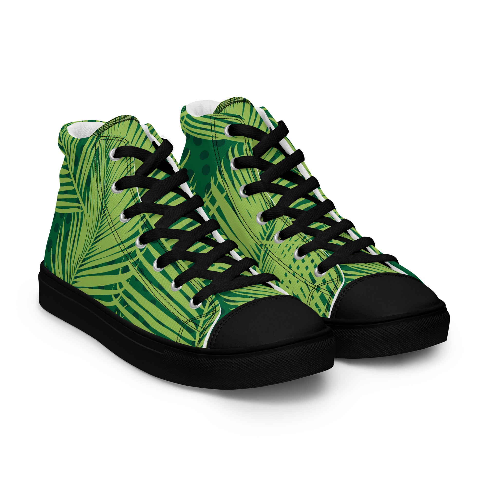 Green Palm Leaves - Men’s high top canvas shoes Mens High Top Shoes Printed Offshore