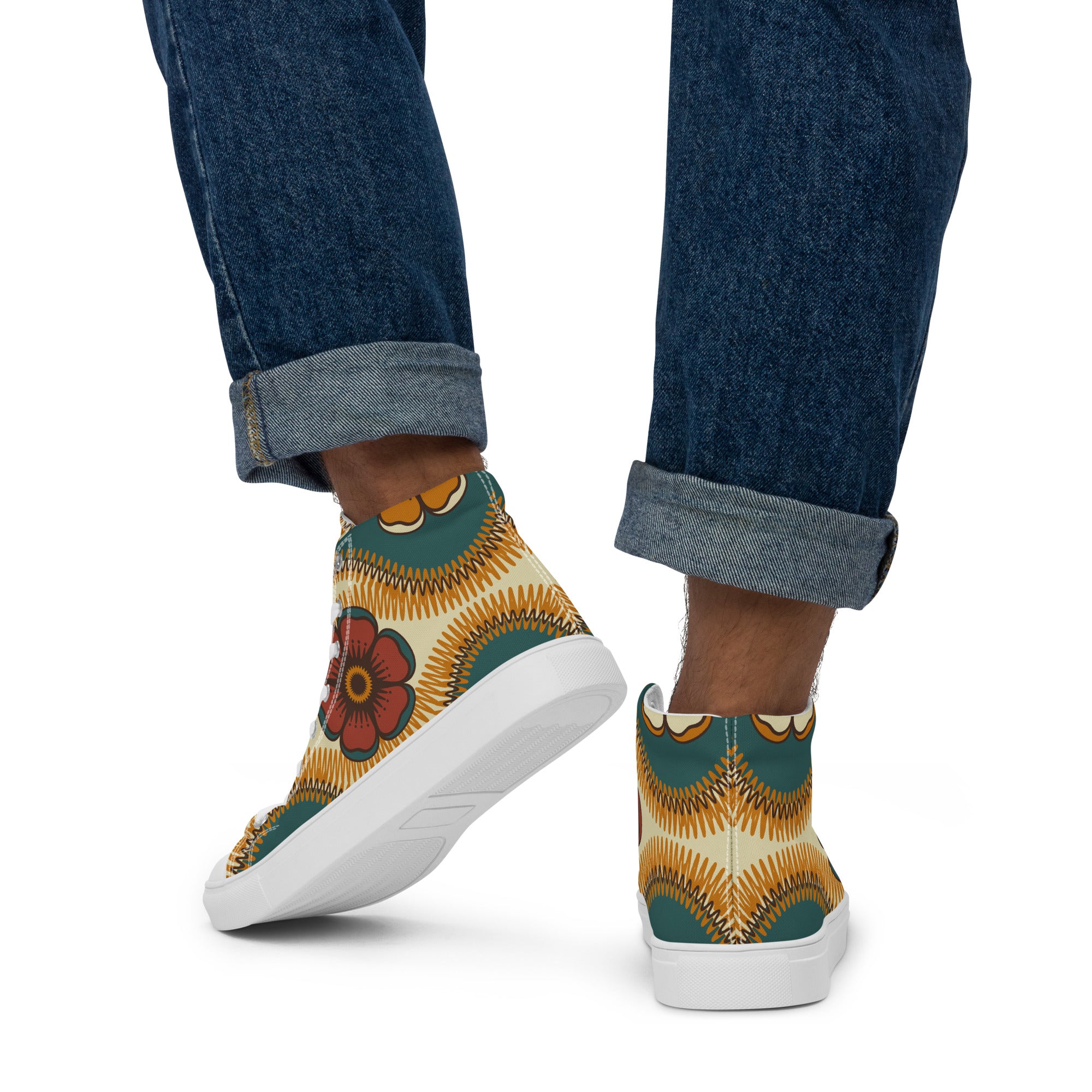 Vintage Floral - Men’s high top canvas shoes Mens High Top Shoes Printed Offshore Retro