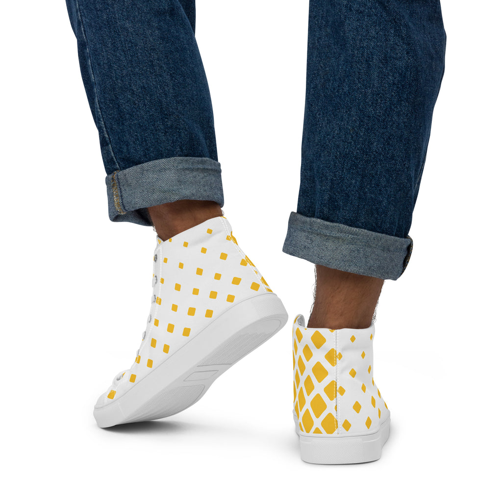 Yellow Diamonds - Men’s high top canvas shoes Mens High Top Shoes Printed Offshore