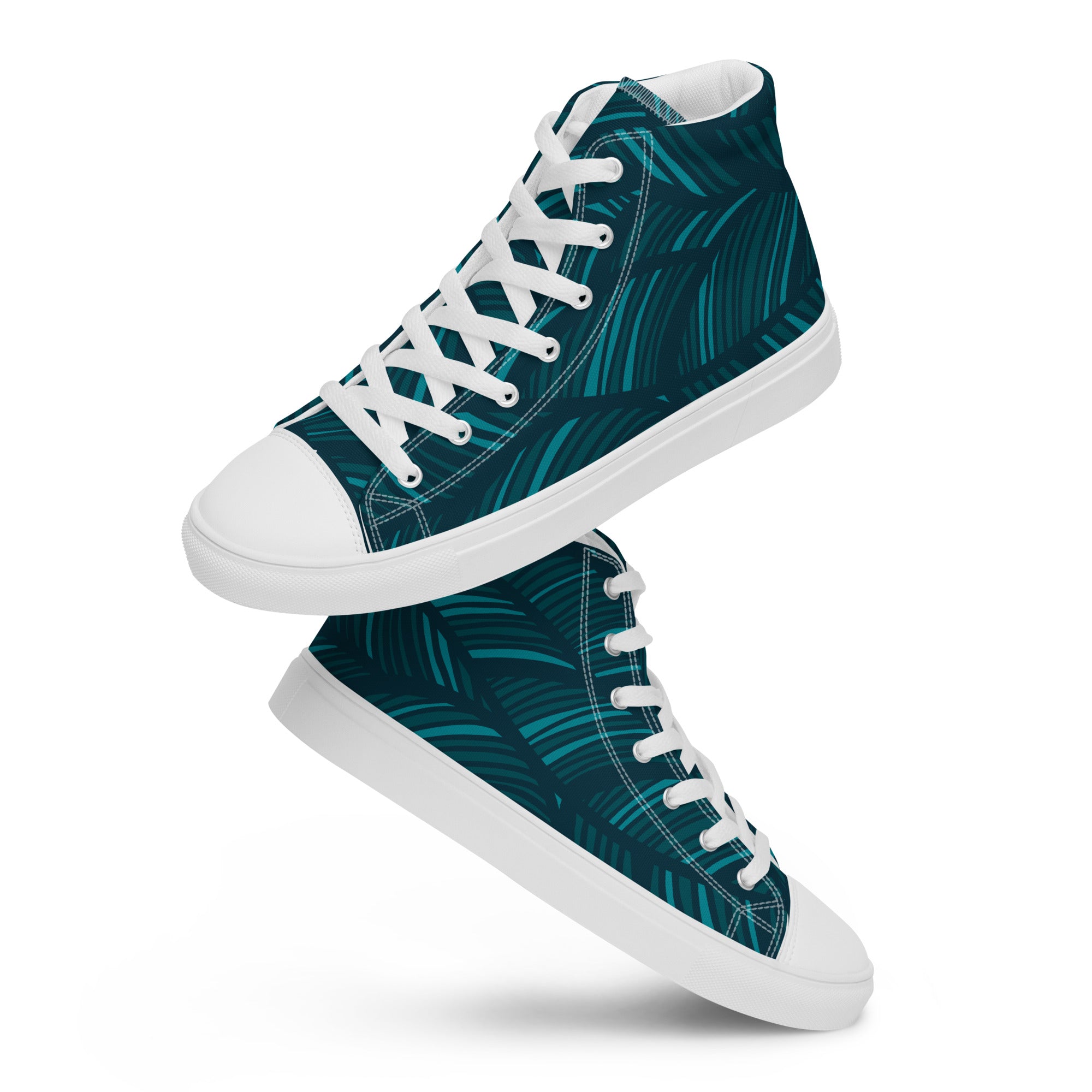Teal Abstract - Men’s high top canvas shoes Mens High Top Shoes Printed Offshore