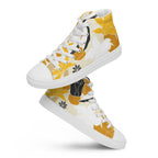 Retro Yellow Flower - Men’s high top canvas shoes White Mens High Top Shoes Printed Offshore