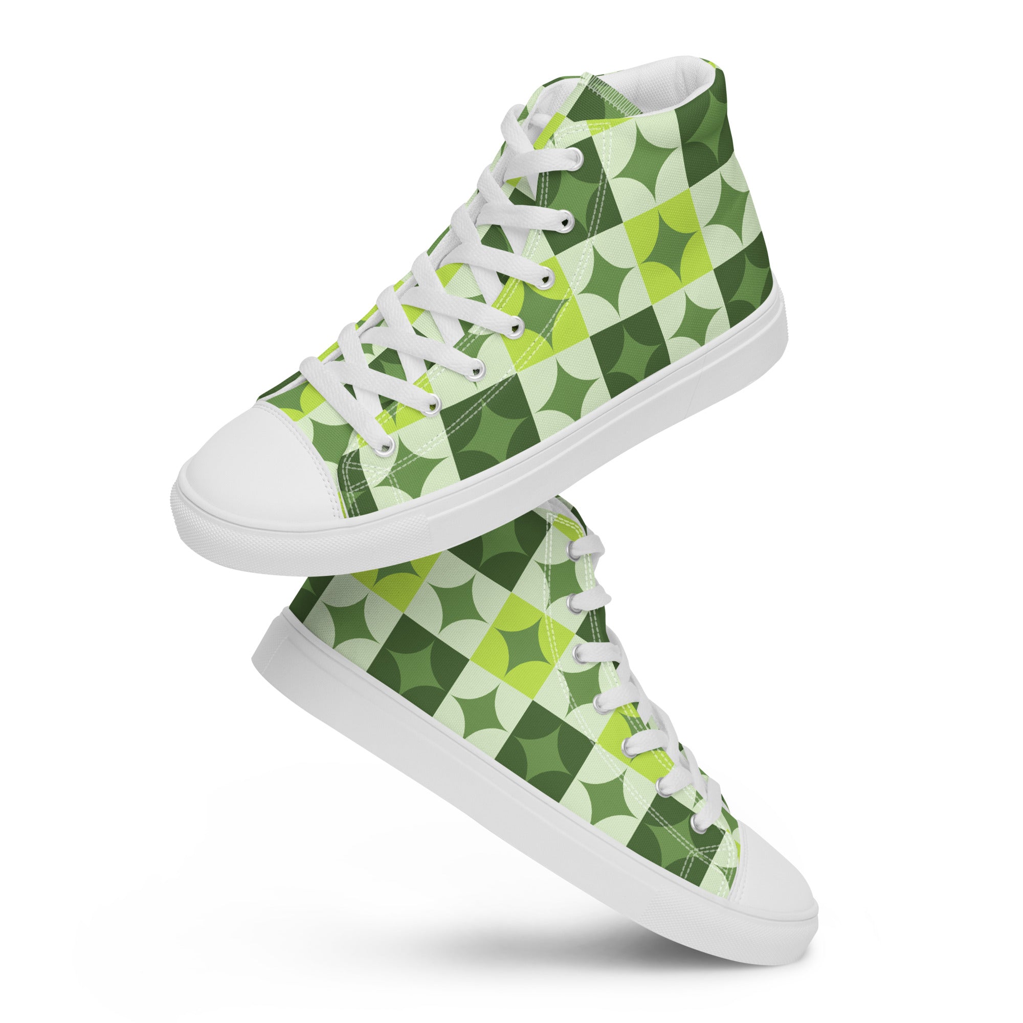 Green Circle Square - Men’s high top canvas shoes Mens High Top Shoes Printed Offshore