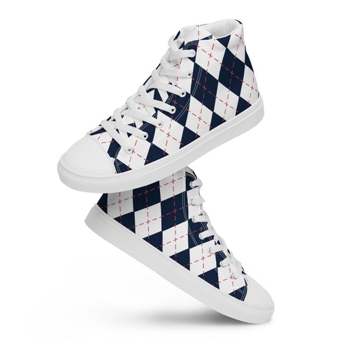 Argyle - Men’s high top canvas shoes White Mens High Top Shoes Printed Offshore