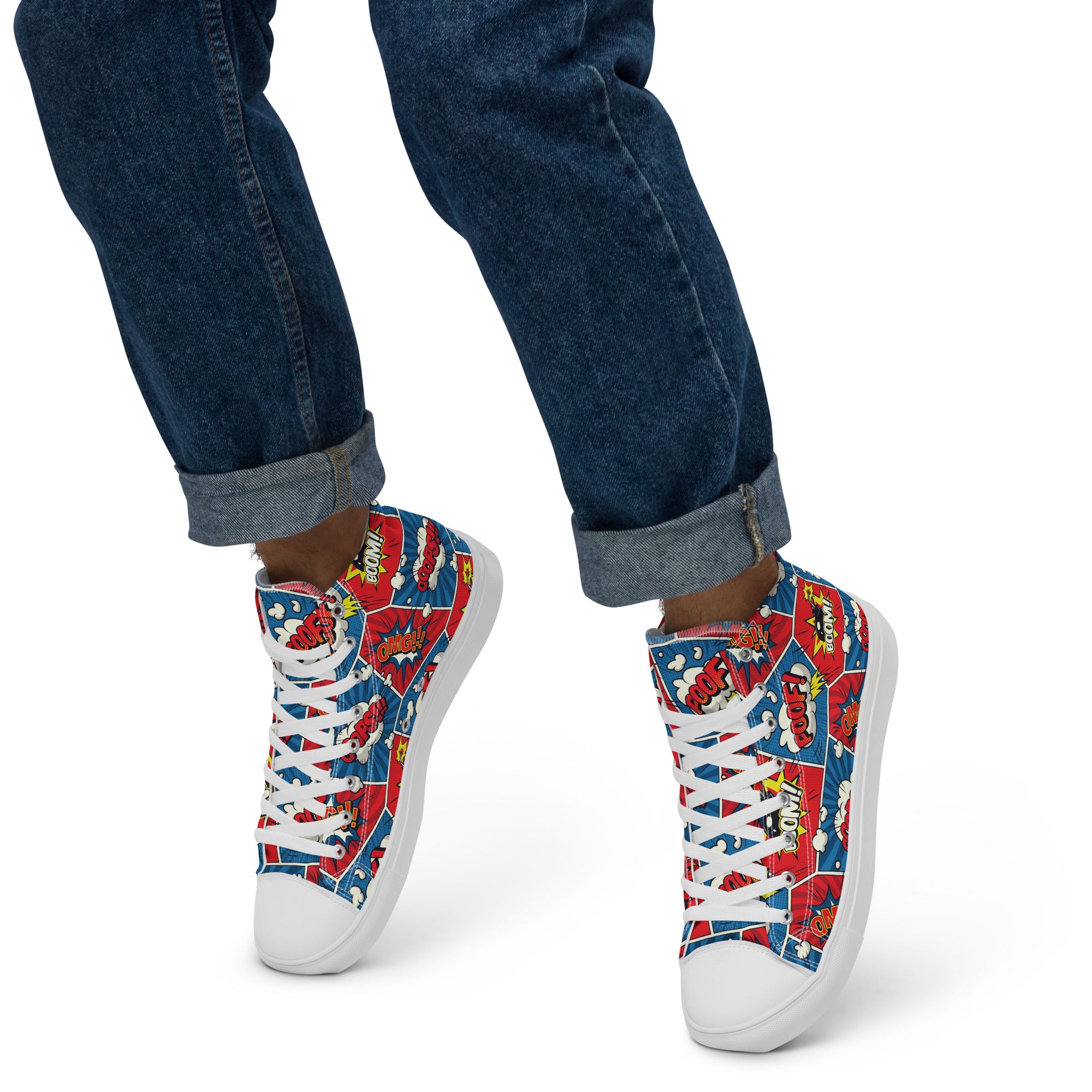 Comic Book - Men’s high top canvas shoes Mens High Top Shoes Printed Offshore