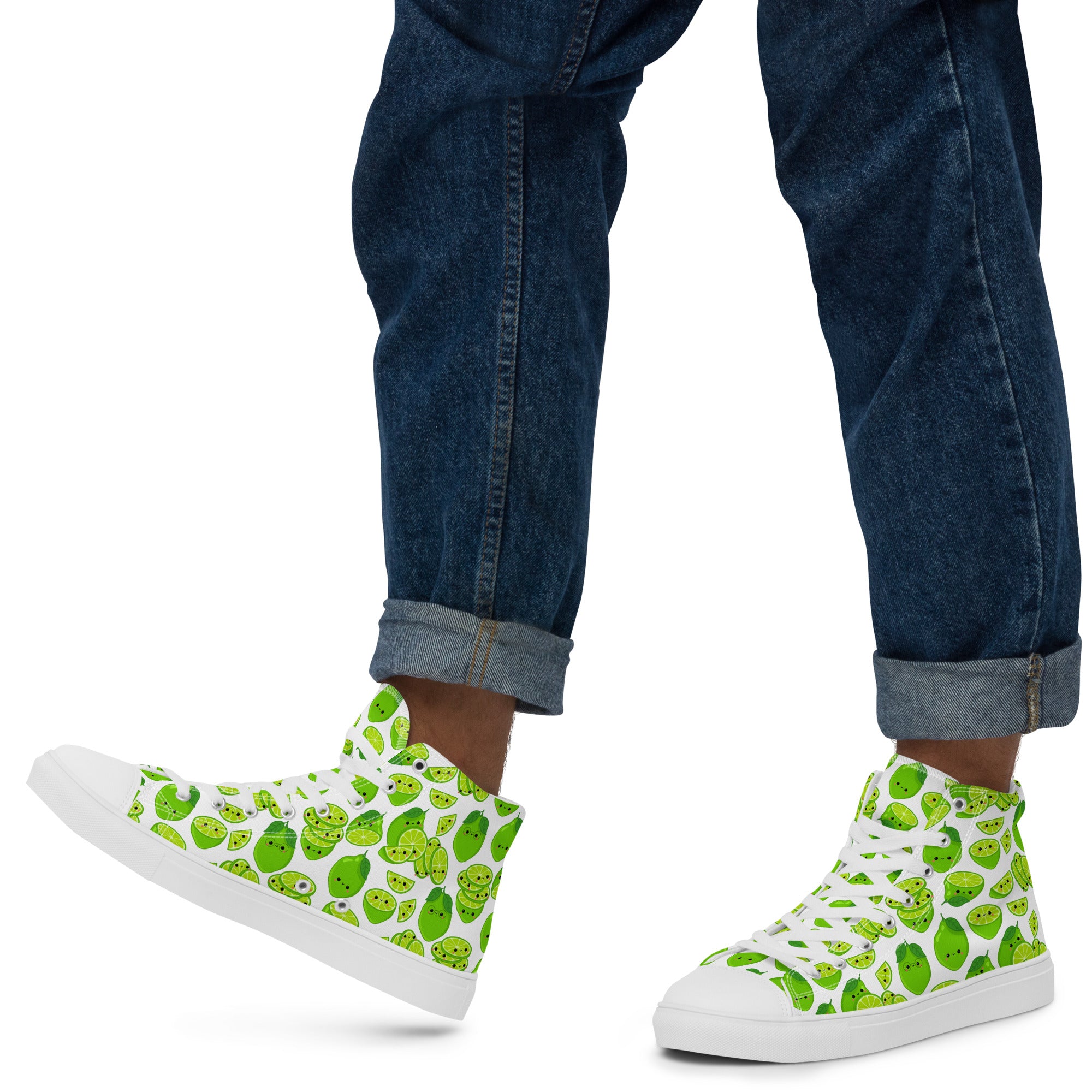 Cute Limes - Men’s high top canvas shoes White Mens High Top Shoes food Printed Offshore