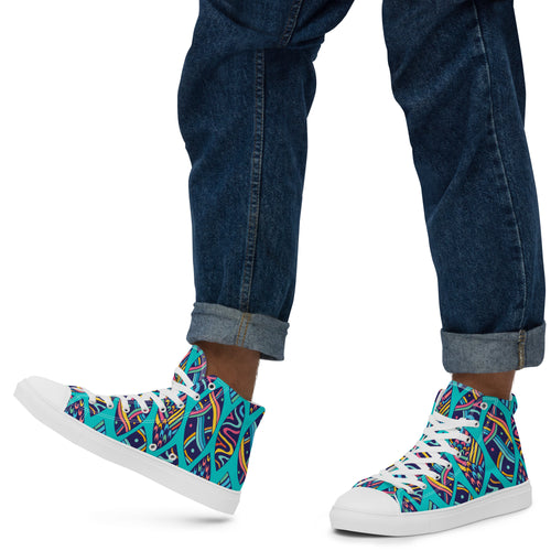 Aloha Surfboards - Men’s high top canvas shoes White Mens High Top Shoes Printed Offshore Summer Surf