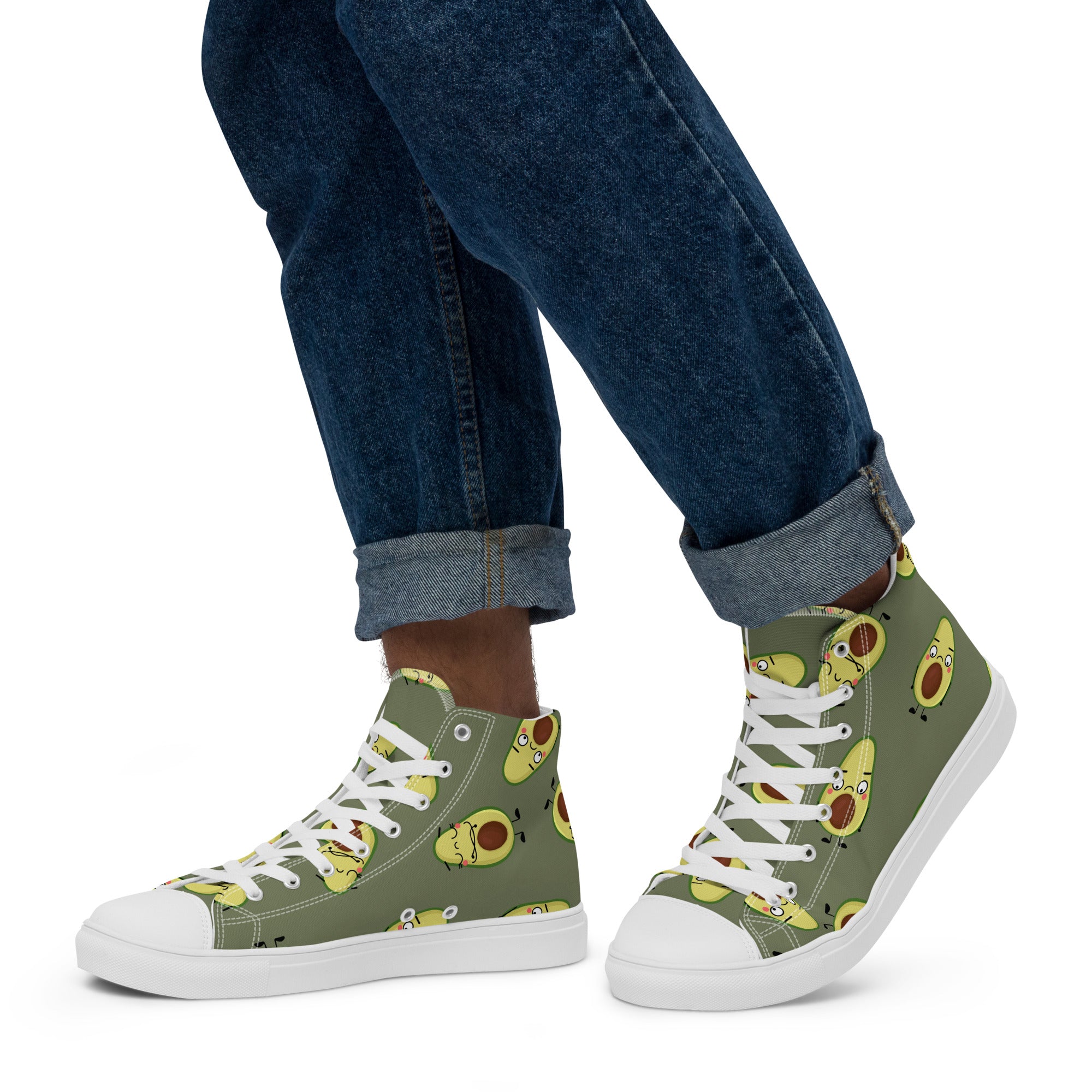 Avocado Characters - Men’s high top canvas shoes Mens High Top Shoes food Printed Offshore