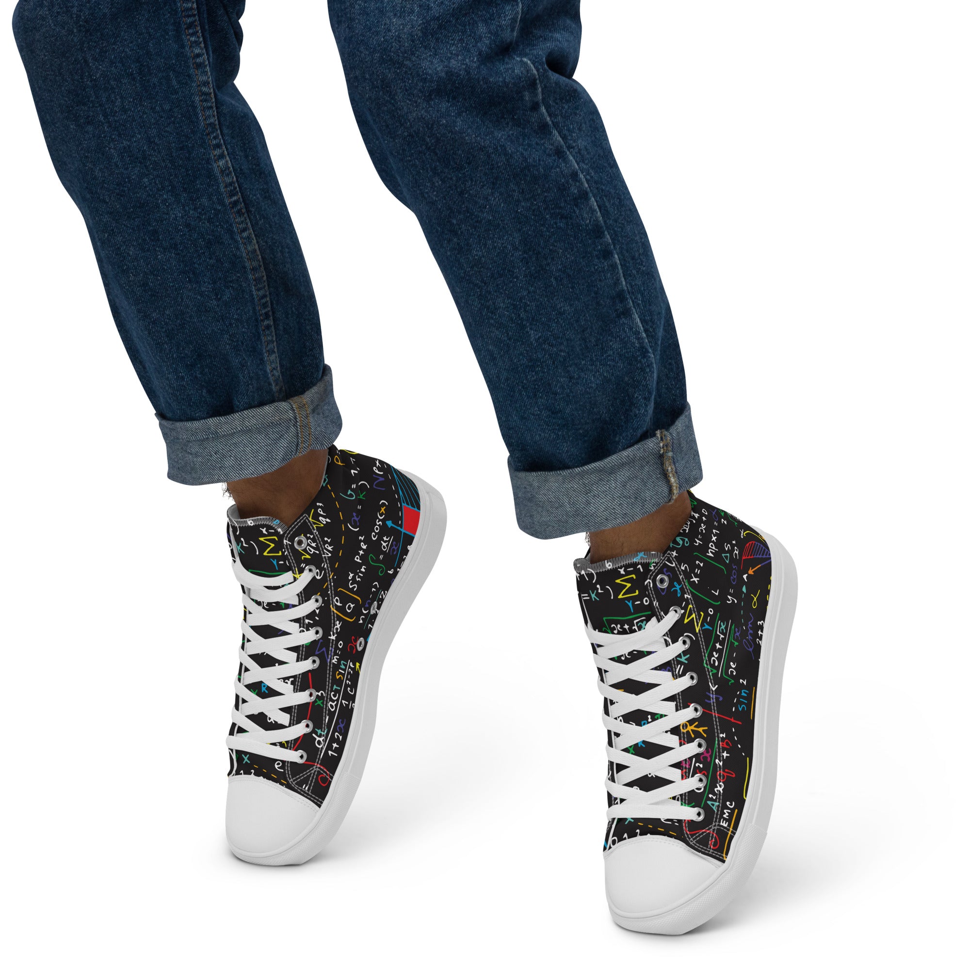 Colourful Maths Formulas - Men’s high top canvas shoes Mens High Top Shoes Maths Printed Offshore Science