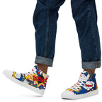 Blue Comic Book - Men’s high top canvas shoes White Mens High Top Shoes Comic Printed Offshore