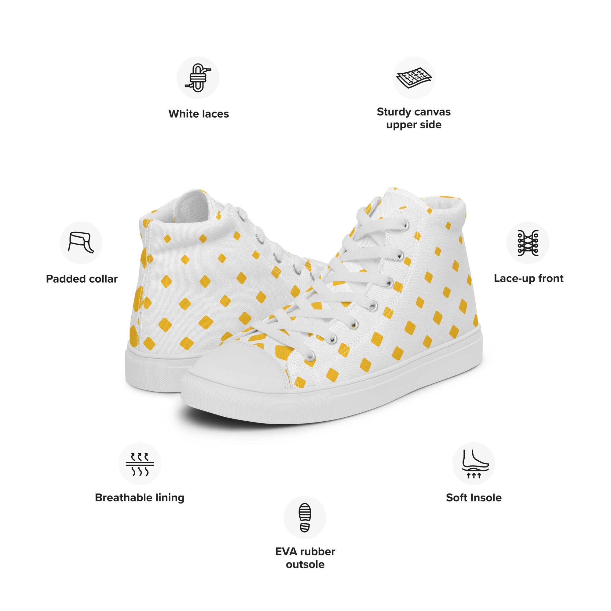 Yellow Diamonds - Men’s high top canvas shoes Mens High Top Shoes Printed Offshore