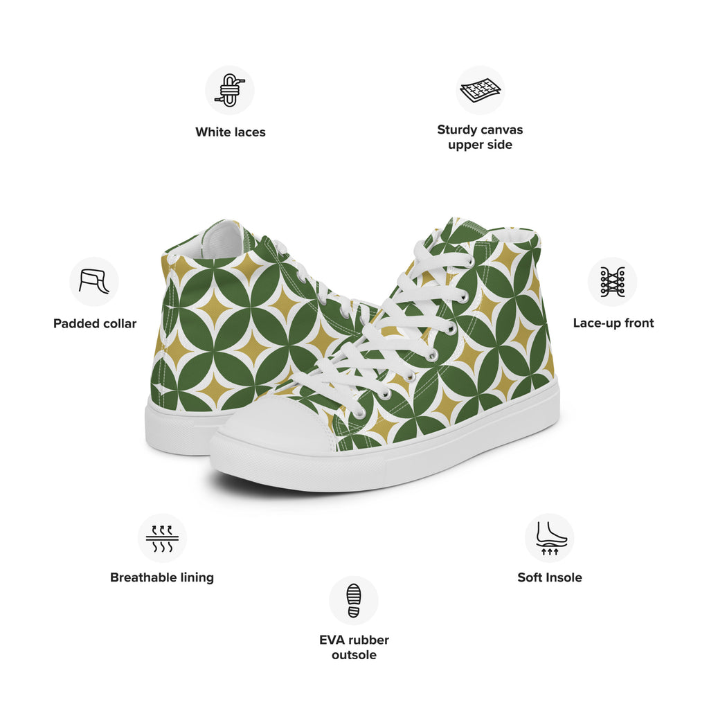 Green Retro Circles - Men’s high top canvas shoes Mens High Top Shoes Printed Offshore