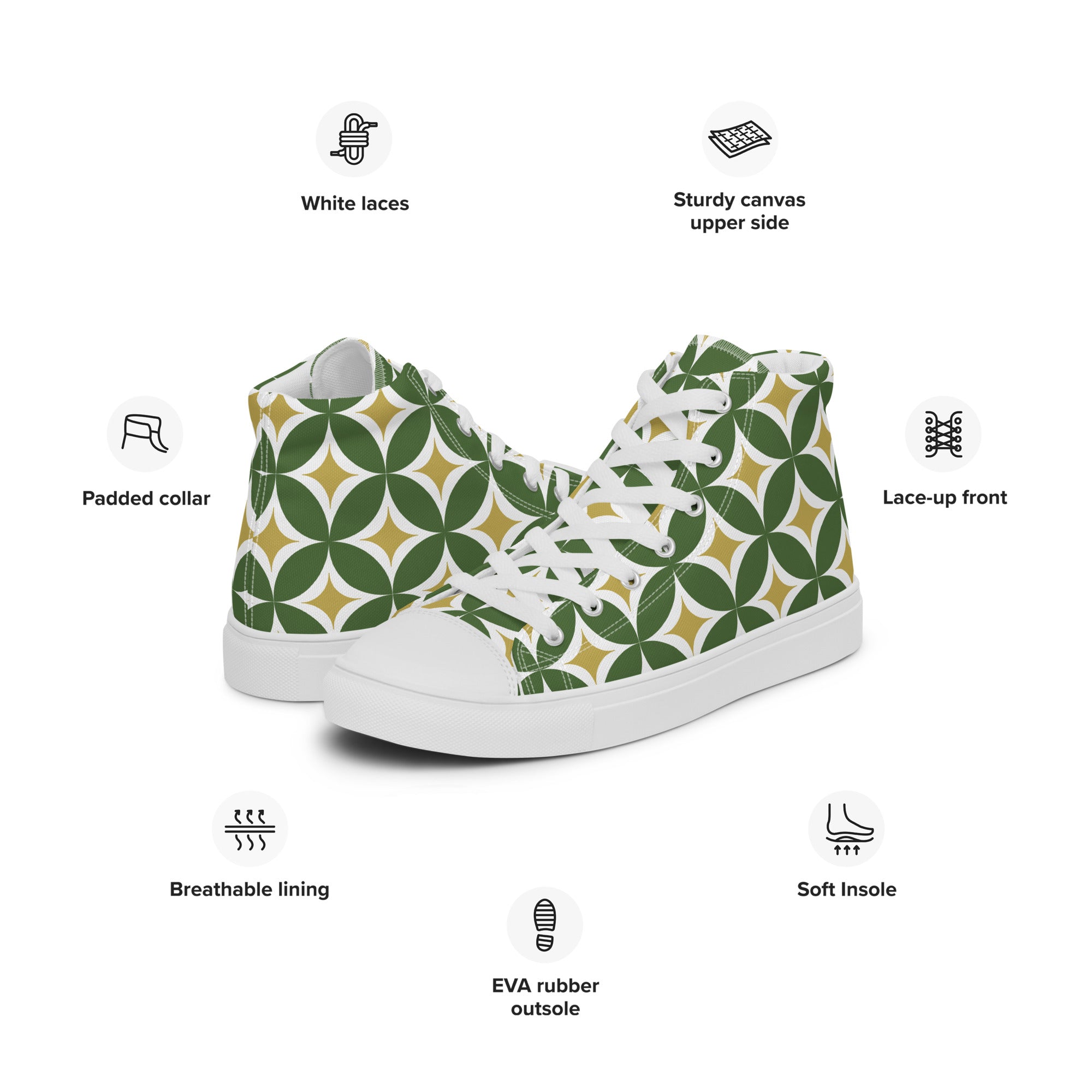 Green Retro Circles - Men’s high top canvas shoes Mens High Top Shoes Printed Offshore