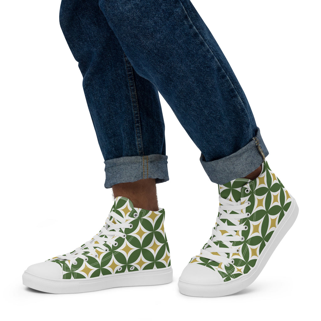 Green Retro Circles - Men’s high top canvas shoes Mens High Top Shoes Printed Offshore