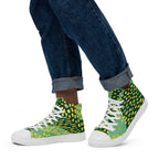Green And Yellow - Men’s high top canvas shoes White Mens High Top Shoes Printed Offshore