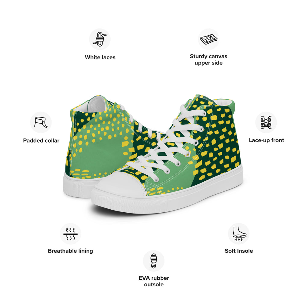 Green And Yellow - Men’s high top canvas shoes Mens High Top Shoes Printed Offshore