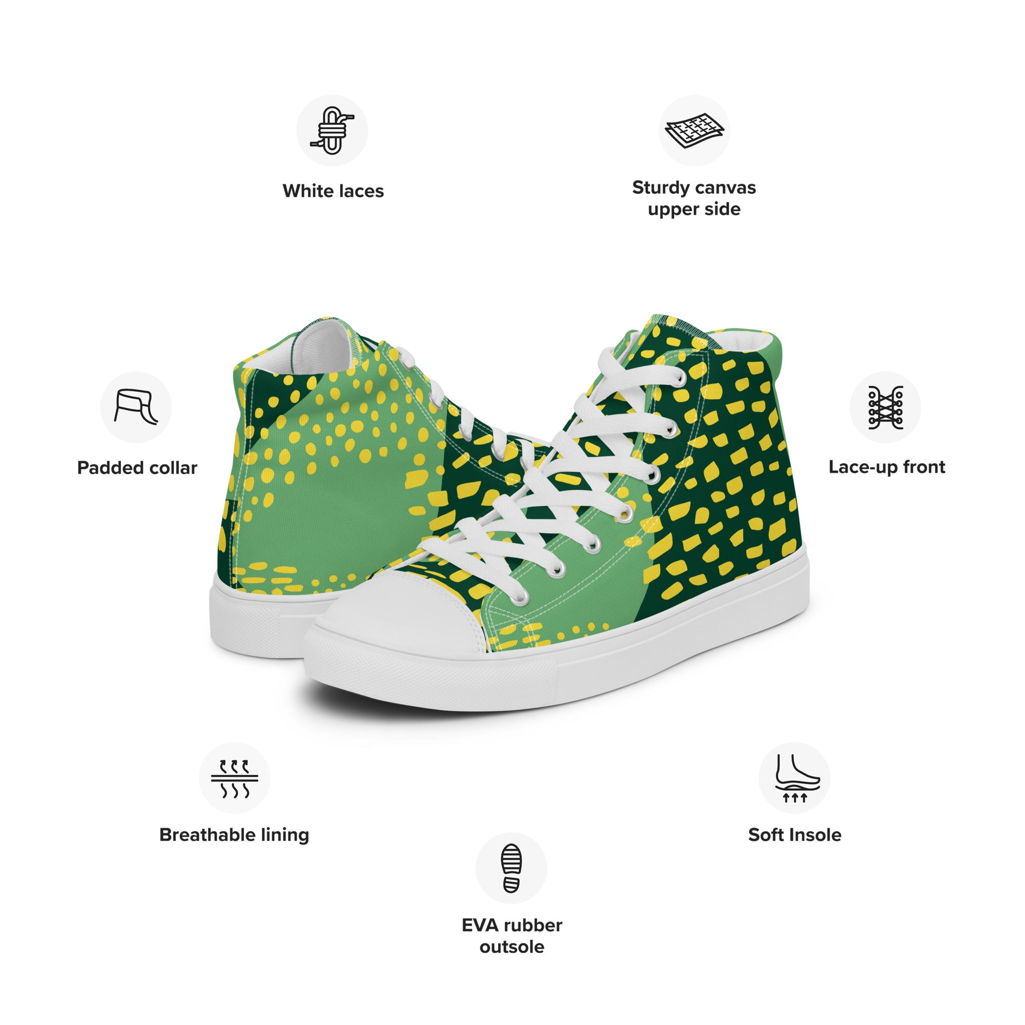 Green And Yellow - Men’s high top canvas shoes Mens High Top Shoes Printed Offshore