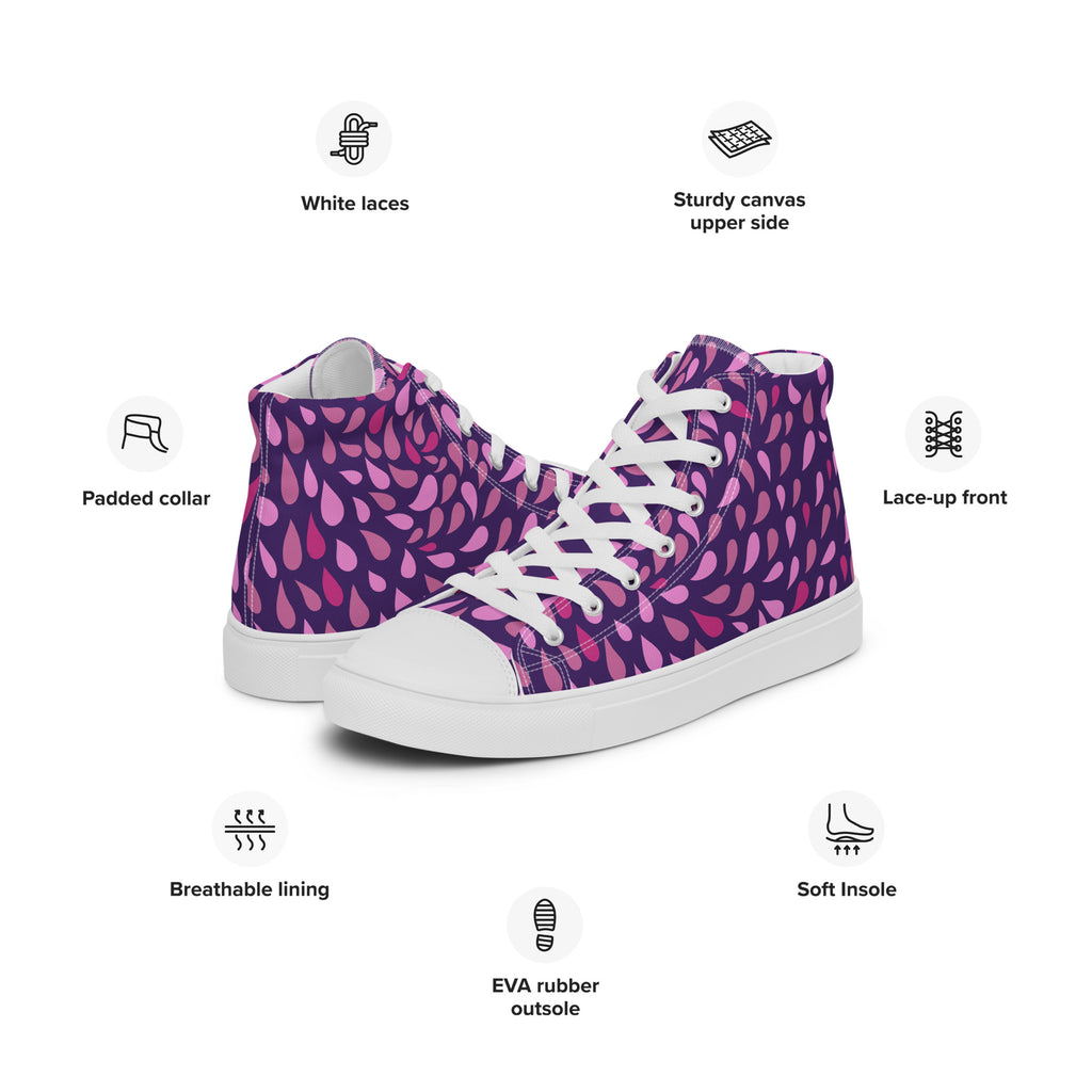 Purple Raindrops - Men’s high top canvas shoes Mens High Top Shoes Printed Offshore
