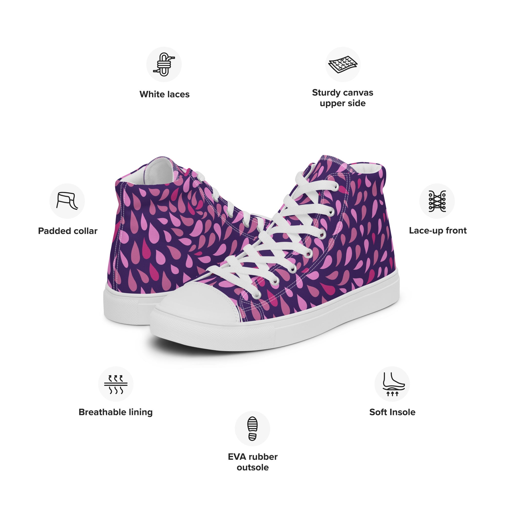 Purple Raindrops - Men’s high top canvas shoes Mens High Top Shoes Printed Offshore