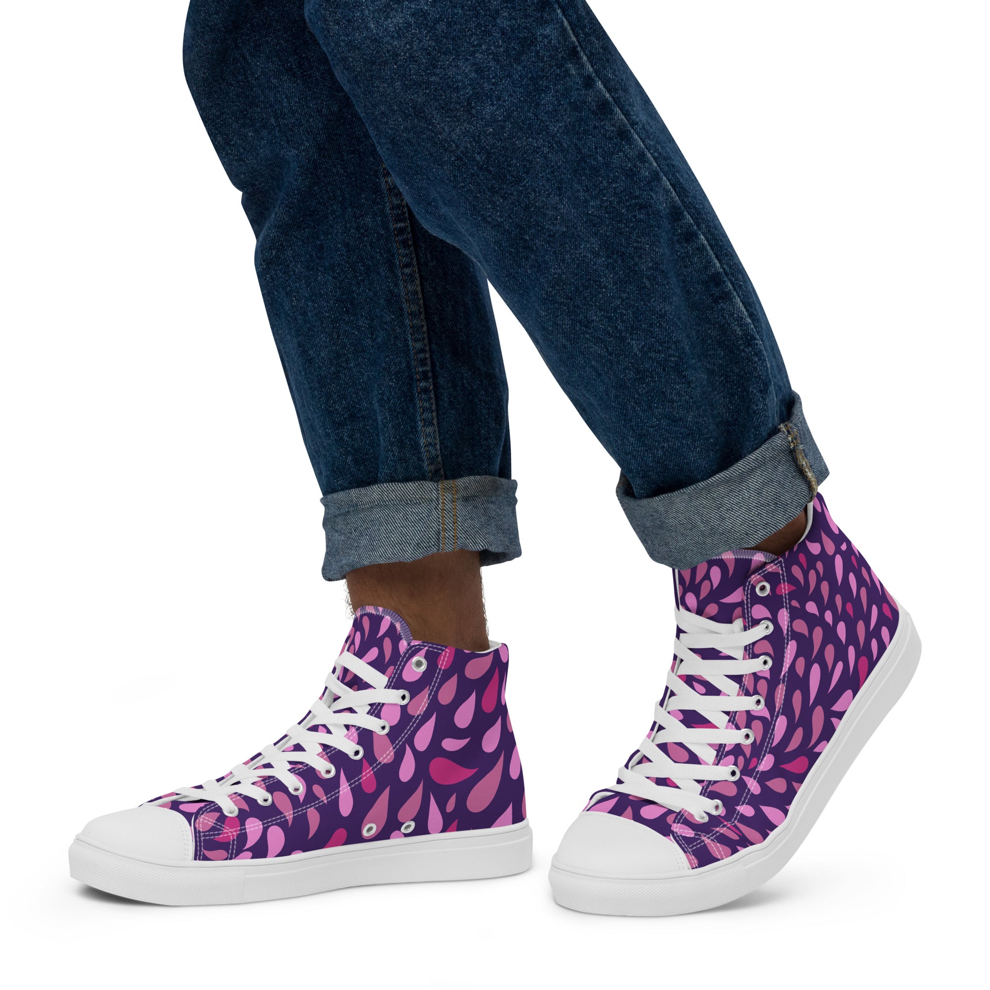 Purple Raindrops - Men’s high top canvas shoes Mens High Top Shoes Printed Offshore