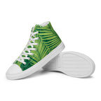 Green Palm Leaves - Men’s high top canvas shoes White Mens High Top Shoes Printed Offshore