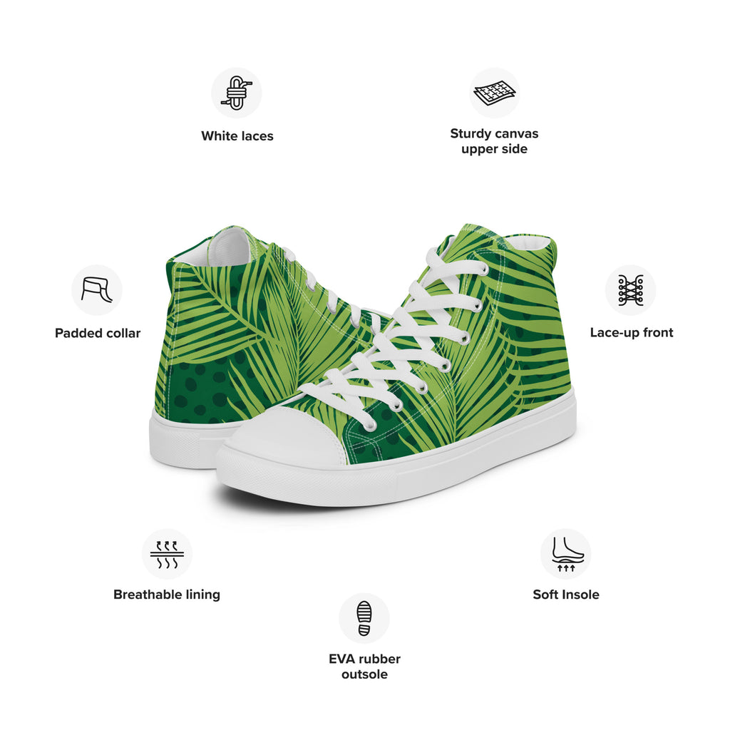 Green Palm Leaves - Men’s high top canvas shoes Mens High Top Shoes Printed Offshore