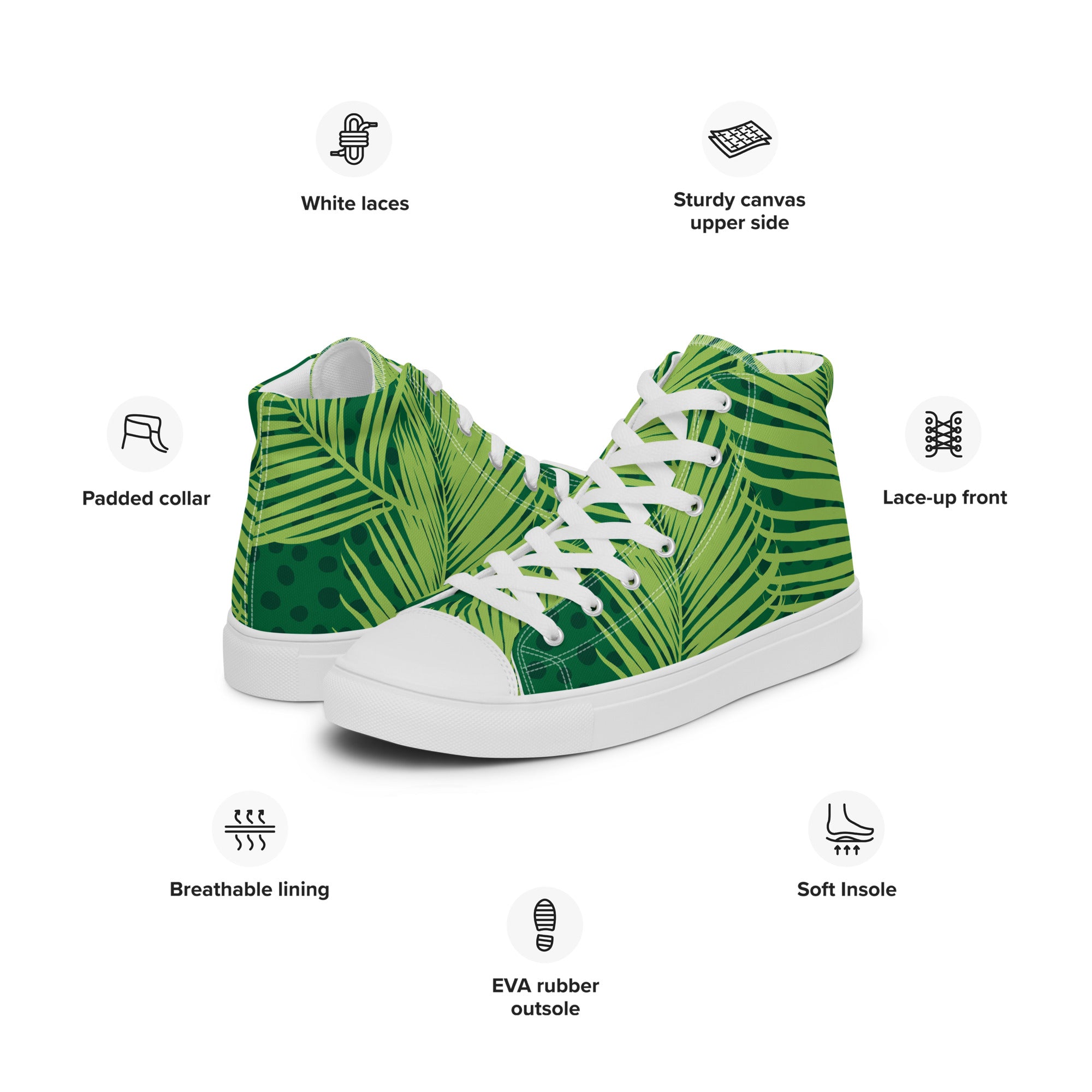 Green Palm Leaves - Men’s high top canvas shoes Mens High Top Shoes Printed Offshore