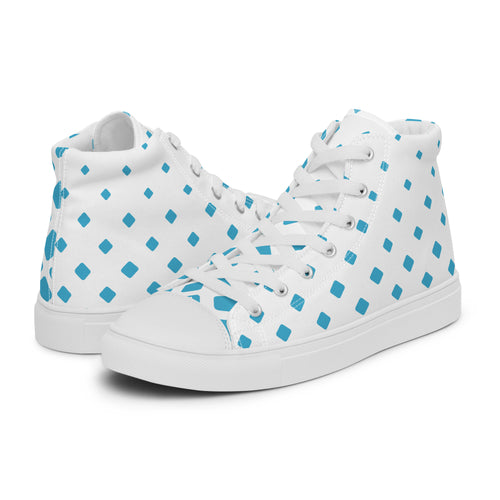 Blue Diamonds - Men’s high top canvas shoes White Mens High Top Shoes Printed Offshore