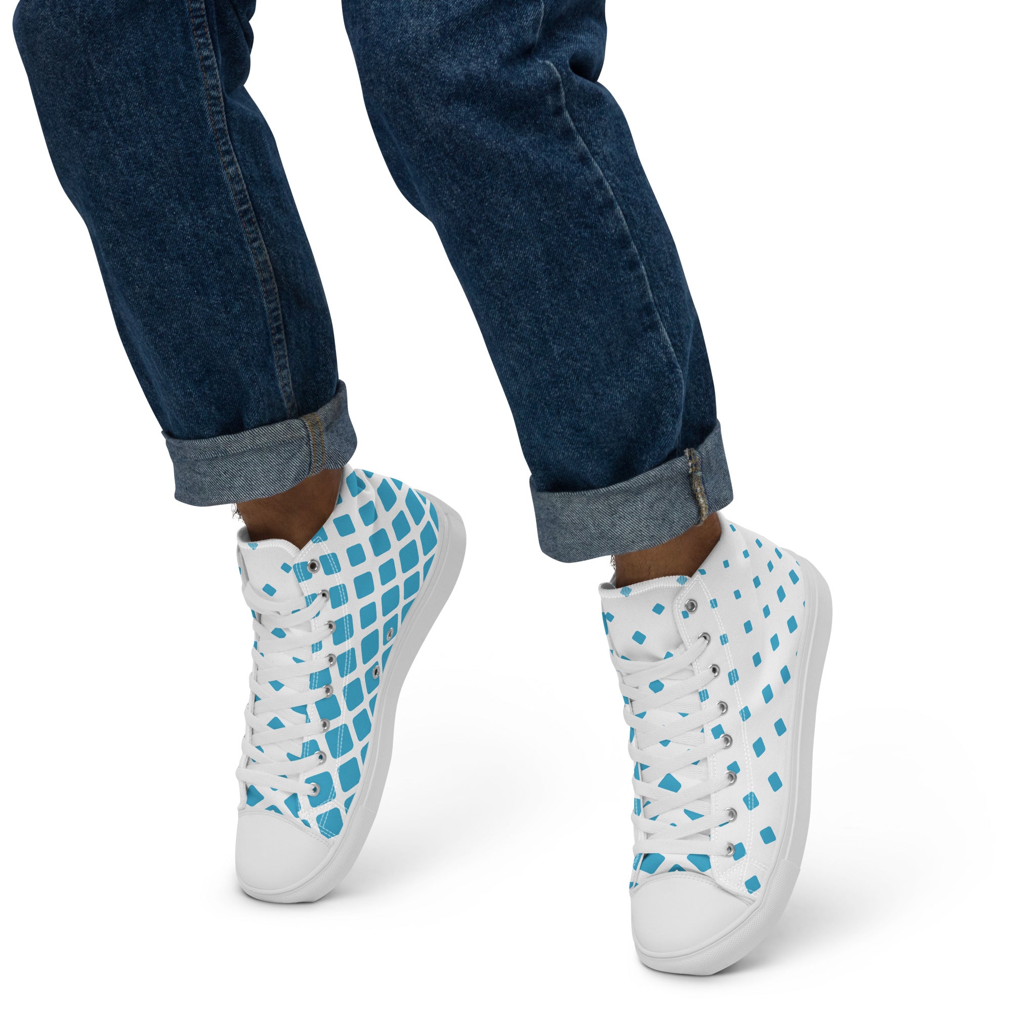 Blue Diamonds - Men’s high top canvas shoes Mens High Top Shoes Printed Offshore