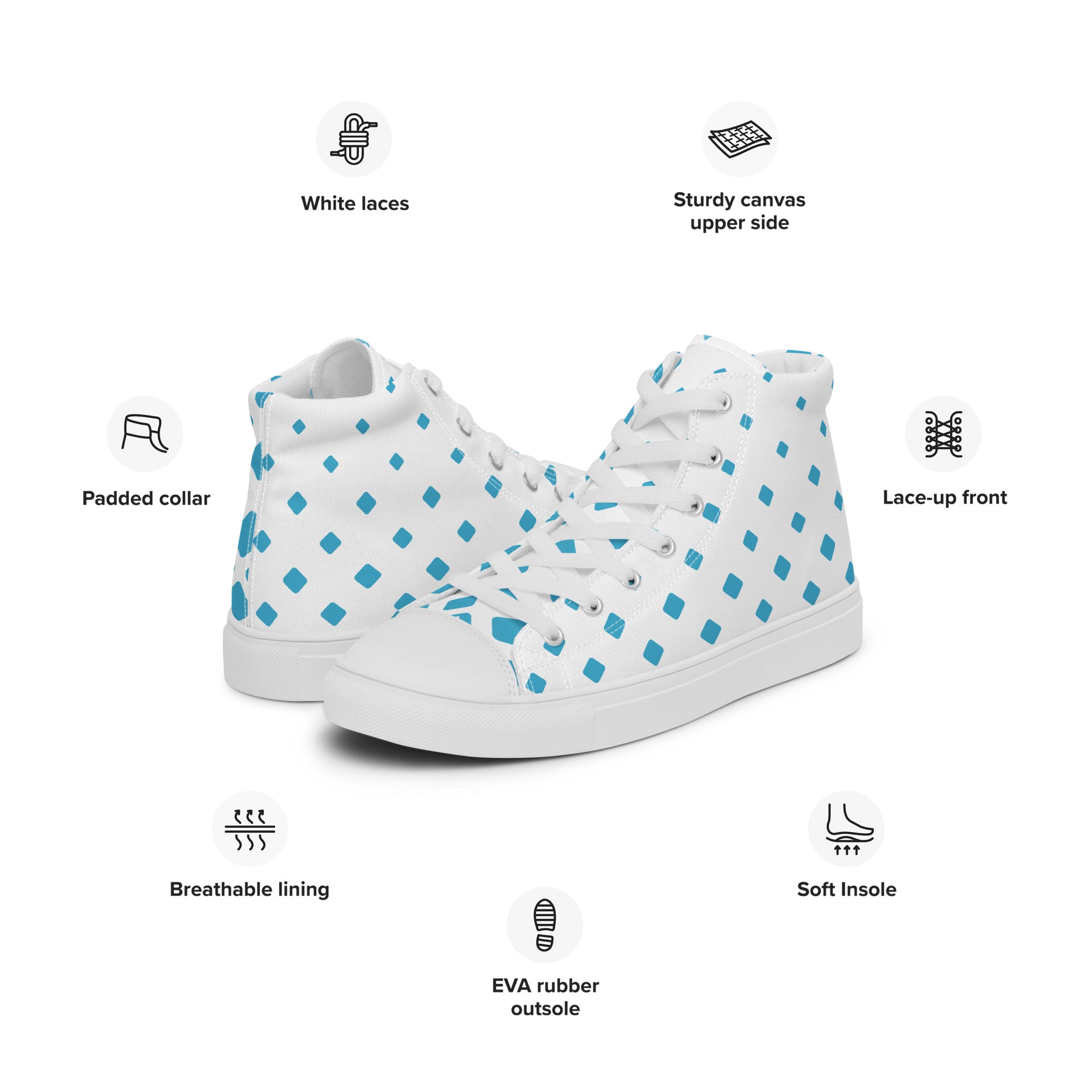 Blue Diamonds - Men’s high top canvas shoes Mens High Top Shoes Printed Offshore