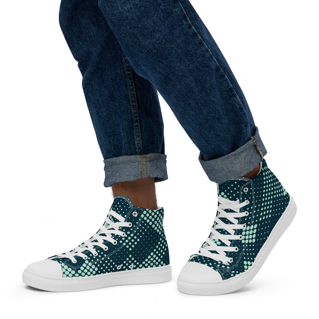 Dot Hatch - Men’s high top canvas shoes White Mens High Top Shoes Printed Offshore