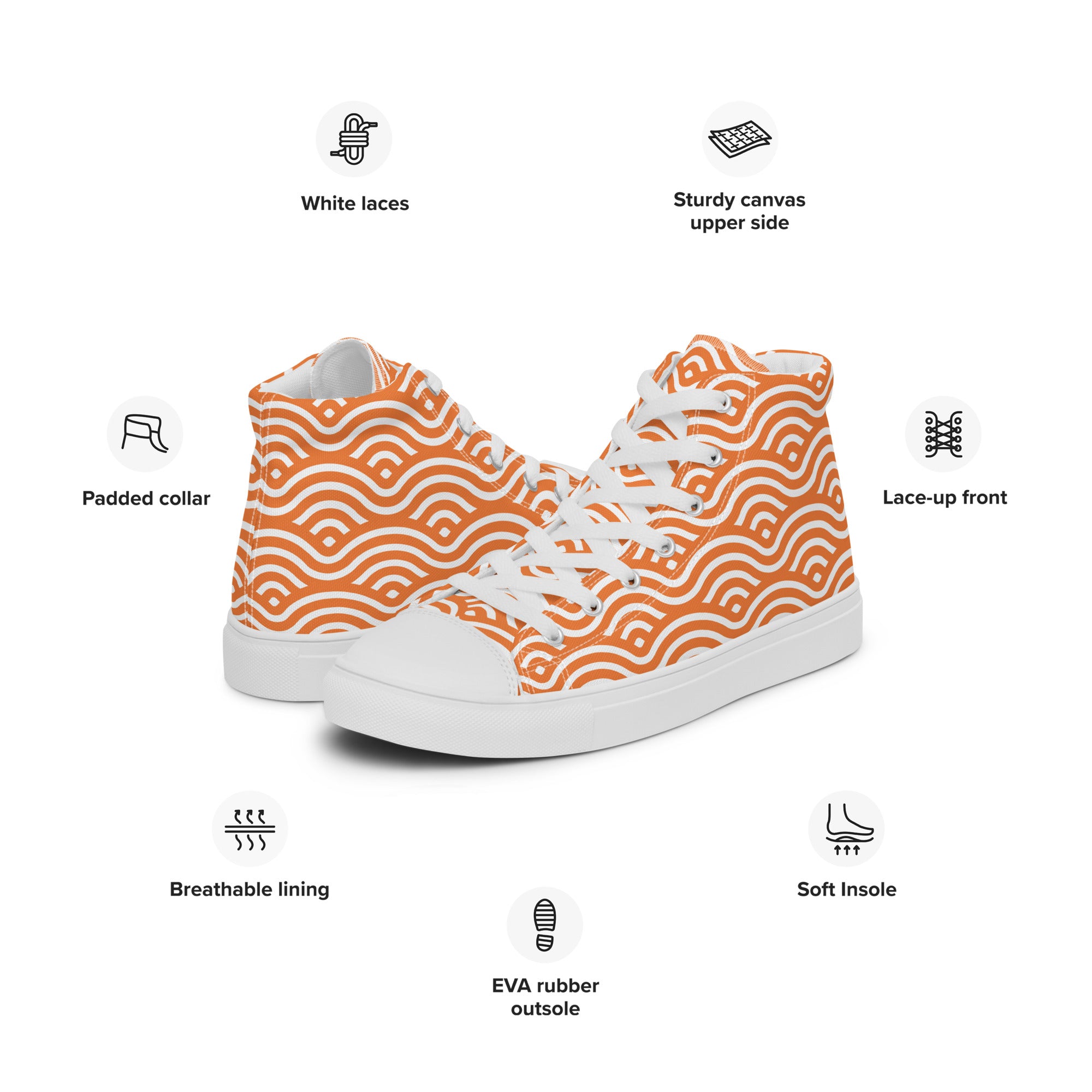 Orange Waves - Men’s high top canvas shoes Mens High Top Shoes Printed Offshore