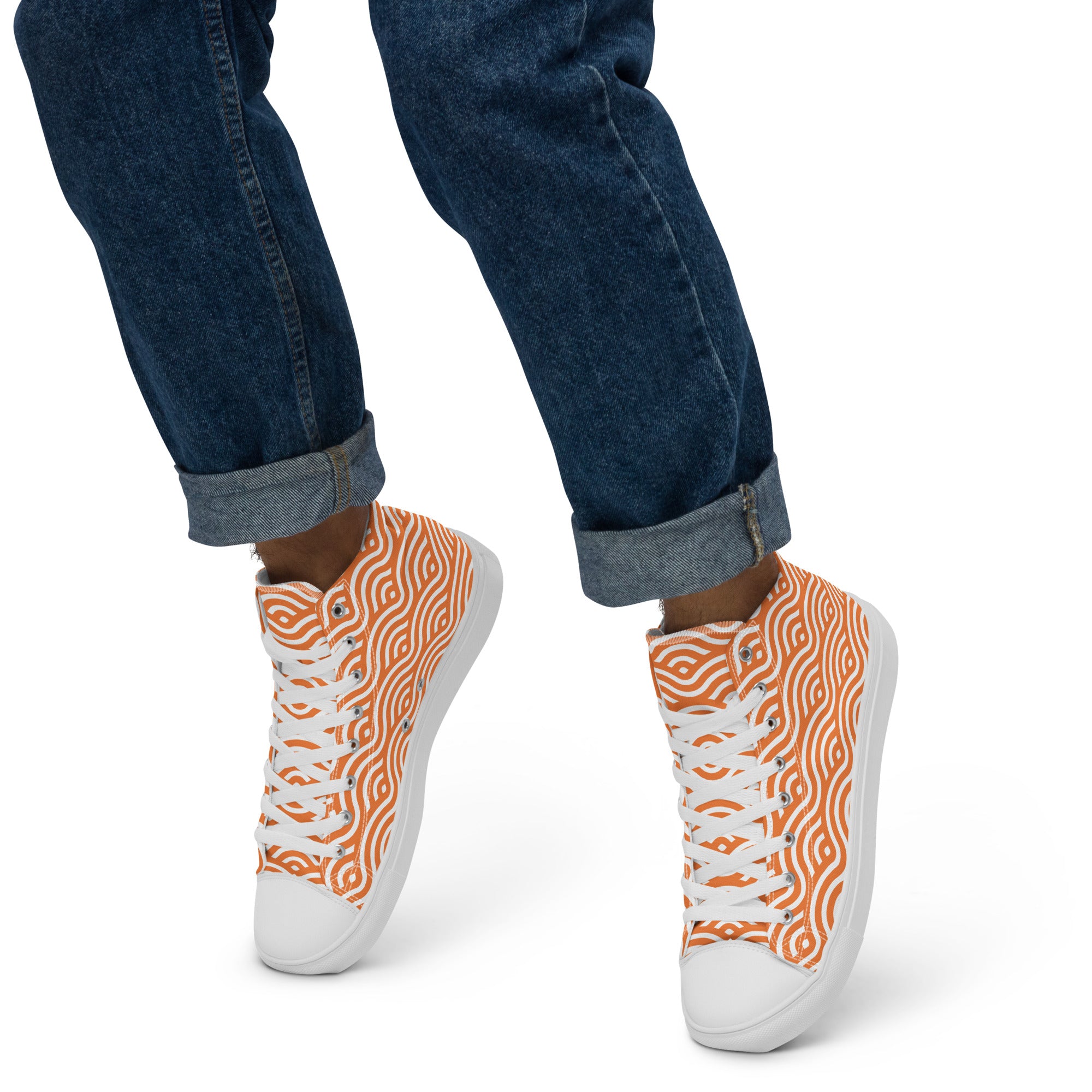 Orange Waves - Men’s high top canvas shoes Mens High Top Shoes Printed Offshore