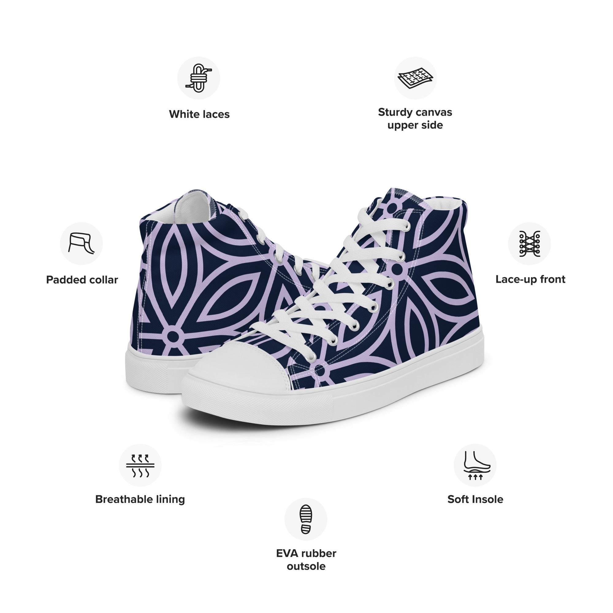 Purple Petal - Men’s high top canvas shoes Mens High Top Shoes Printed Offshore