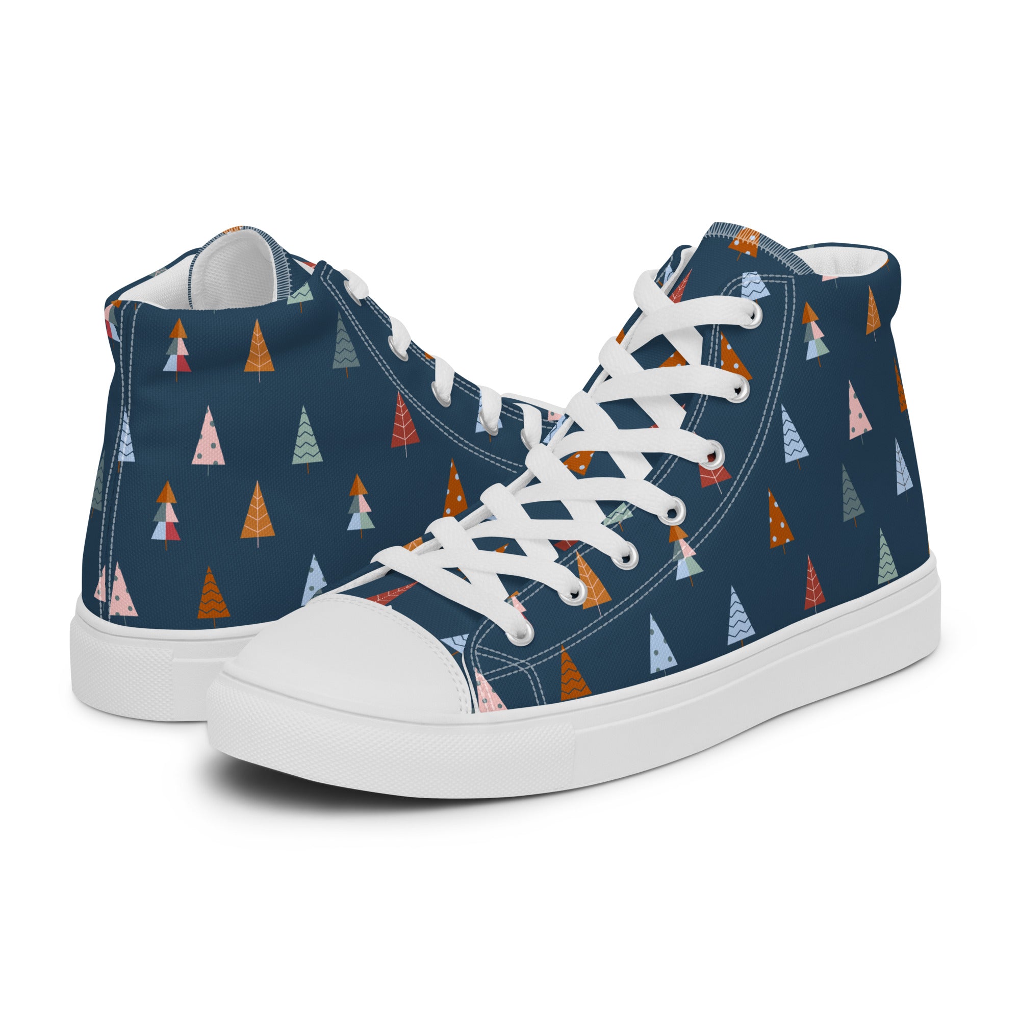 Christmas Trees - Men’s high top canvas shoes White Mens High Top Shoes Printed Offshore