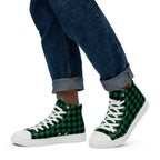 Green Check - Men’s high top canvas shoes White Mens High Top Shoes Printed Offshore