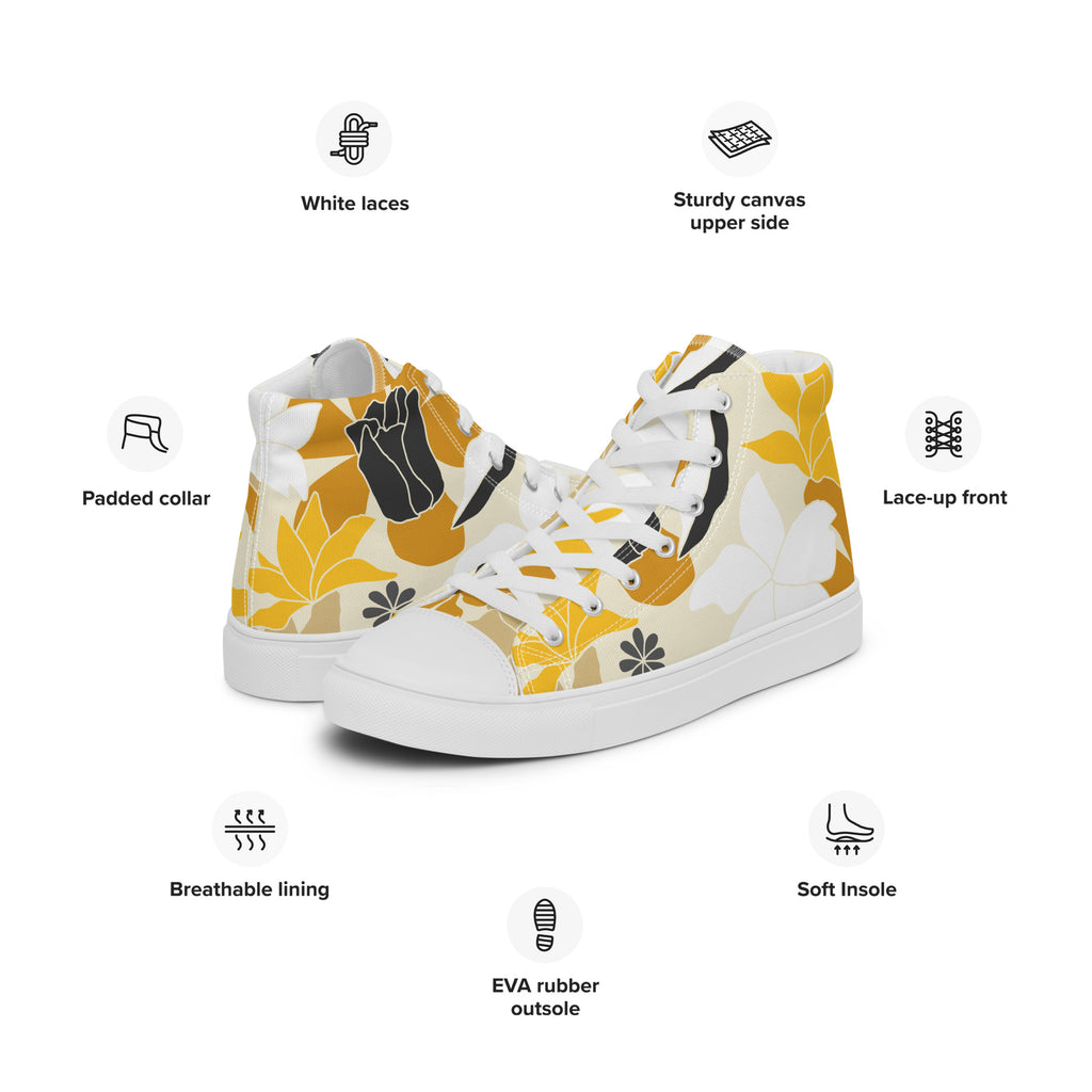 Retro Yellow Flower - Men’s high top canvas shoes Mens High Top Shoes Printed Offshore