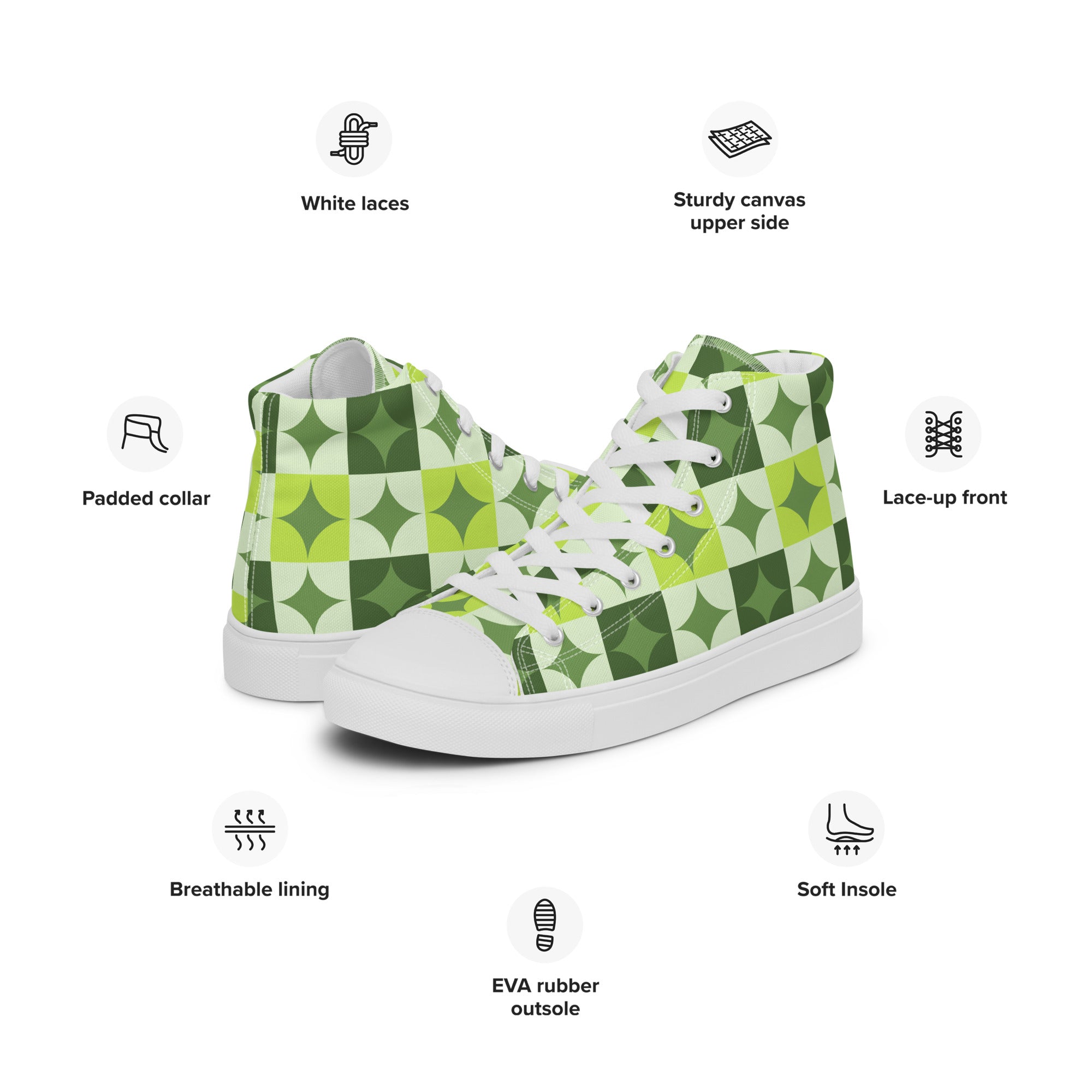 Green Circle Square - Men’s high top canvas shoes Mens High Top Shoes Printed Offshore