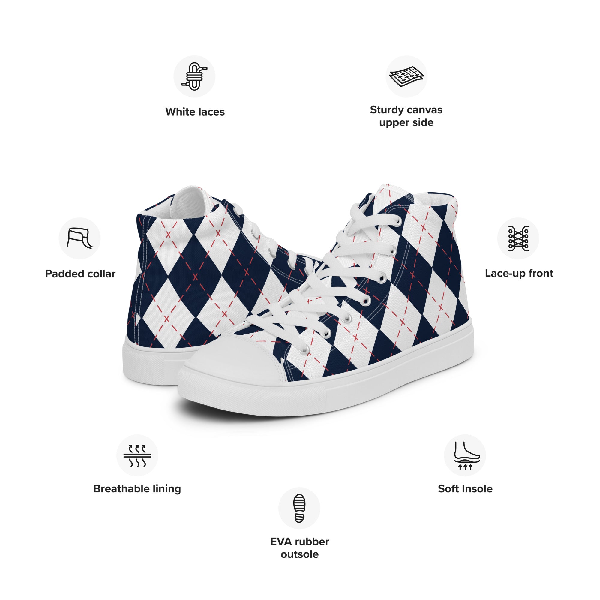 Argyle - Men’s high top canvas shoes Mens High Top Shoes Printed Offshore