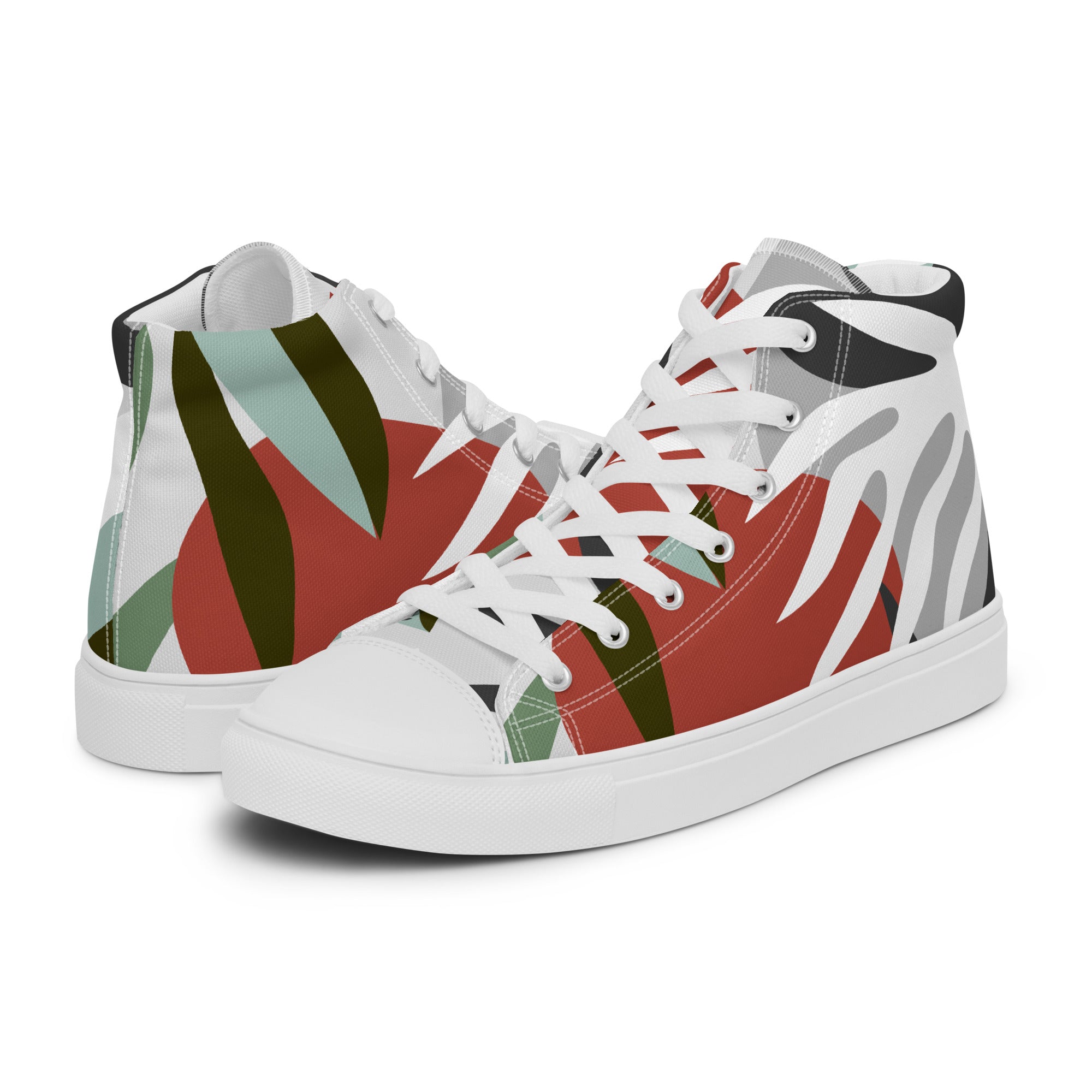 Dark Leaves - Men’s high top canvas shoes White Mens High Top Shoes Printed Offshore