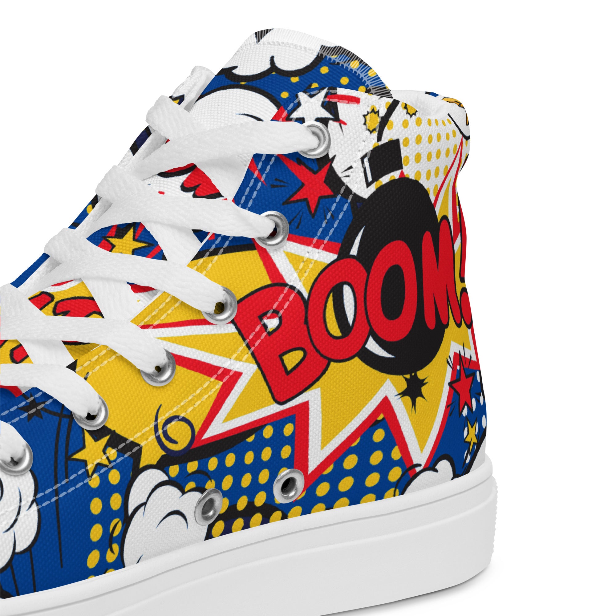 Blue Comic Book - Men’s high top canvas shoes Mens High Top Shoes Comic Printed Offshore