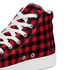 Red And Black Check - Men’s high top canvas shoes Mens High Top Shoes Printed Offshore